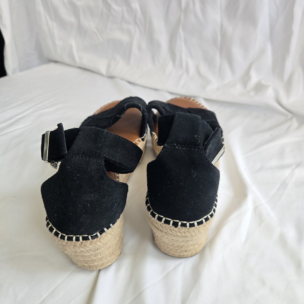 Michael Shannon Bridgette Black Suede Espadrille Wedge Sandals Ankle Strap 8 - Picture 2 of 6